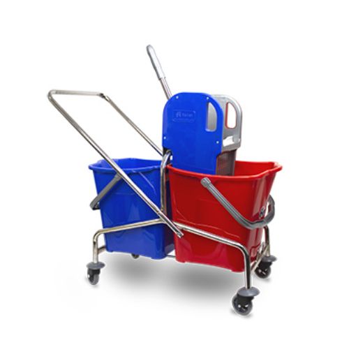 Afacan Plastik Double Bucket Chrome  Based Mop Trolley