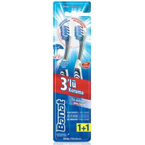 Banat Tri-Action Triple Protection Toothbrush 1+1