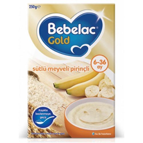 Bebelac Gold Baby Food with Milk Fruit and Rice 250 Gr