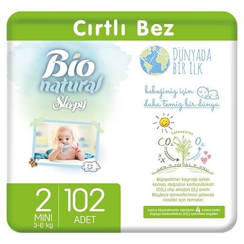 Sleepy Bio Natural Bebek Bezi 2 Numara Mini 102 Adet