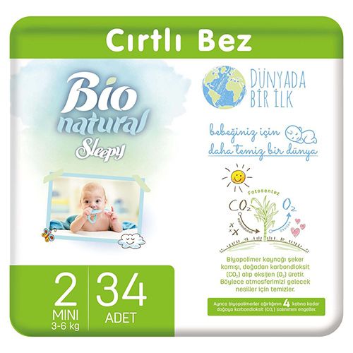 Sleepy Bio Natural Bebek Bezi 2 Numara Mini 34 Adet