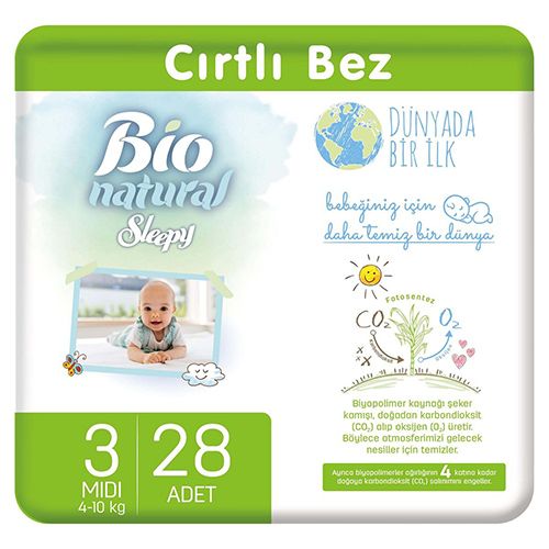 Sleepy Bio Natural Bebek Bezi 3 Numara Midi 28 Adet