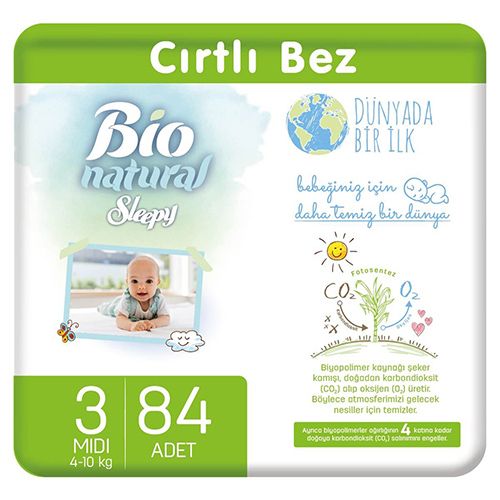 Sleepy Bio Natural Bebek Bezi 3 Numara Midi 84 Adet