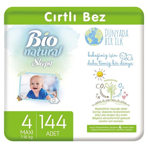 Sleepy Bio Natural  Bebek Bezi 4 Numara Maxi 144 Adet