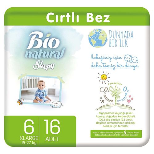 Sleepy Bio Natural Bebek Bezi 6 Numara X Large 16 Adet