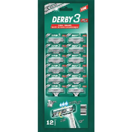 Derby 3 Blades Disposable Type Cartella 12 Pieces