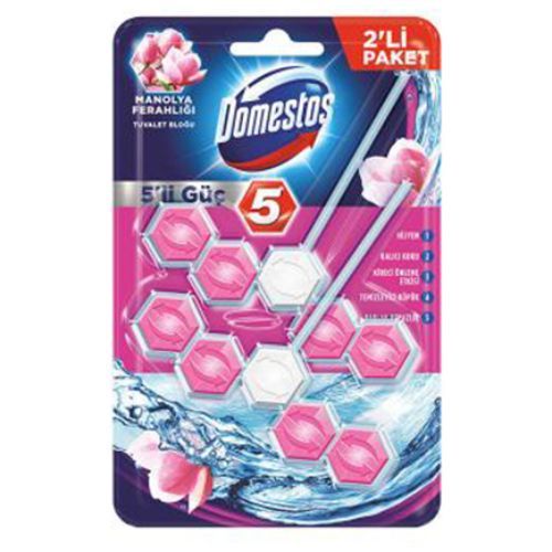 Domestos 5-Way Power Toilet Block Magnolia Freshness 110 Gr