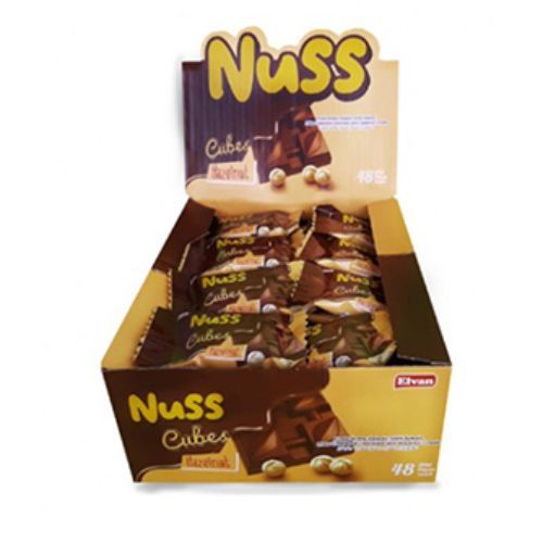 Elvan Nuss Cubes Milk Compound Chocolate With Hazelnut Cream Filling 12 Gr