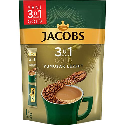 Jacobs 3ü1 Arada Gold Kahve Karışımı Yumuşak Lezzet 10' lu