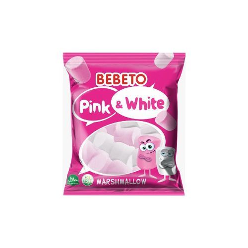 Kervan Gıda Bebeto Marshmallow Candy Pink White 60 GrX12