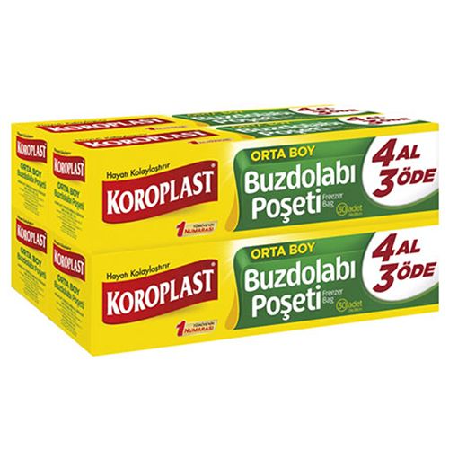 Koroplast Orta Boy Buzdolabı Poşeti 4 Al 3 Öde 120'Li