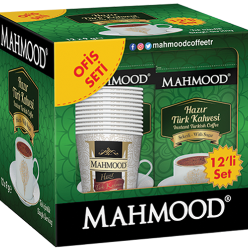 Mahmood Coffee Ready Made Turkish Coffee Sugary Office Set 9 gr Box of 12