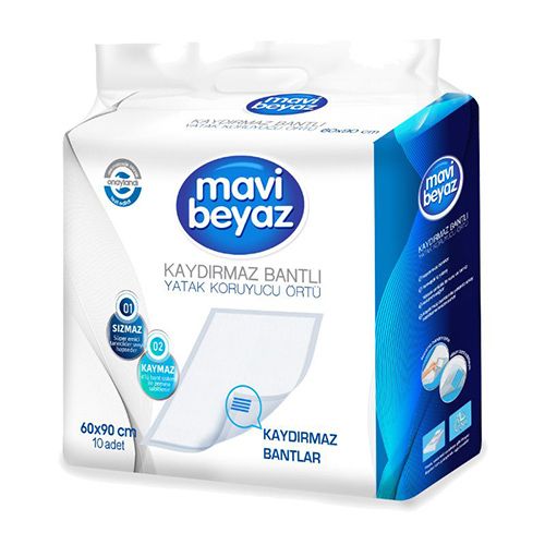 Mavi Beyaz Anti-Slip Tapes Mattress Protector Cover 10 Pcs