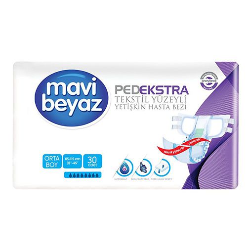 Mavi-Beyaz Pedekstra Yetişkin Hasta Bezi (Orta) 30 Adet