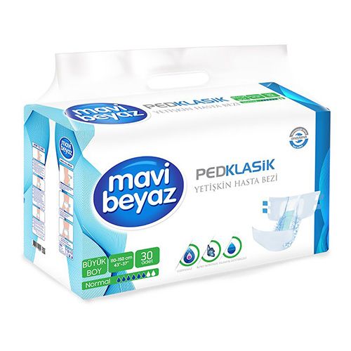 Mavi-Beyaz Pedklasik Yetişkin Hasta Bezi (Büyük) 30 Adet