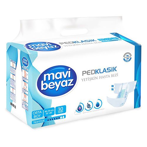 Mavi-Beyaz Pedklasik Yetişkin Hasta Bezi (Orta) 30 Adet