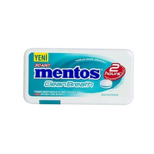 Mentos 2 Hours Clean Breath Plastic Dispenser Intensive Mint Candy 21 Gr