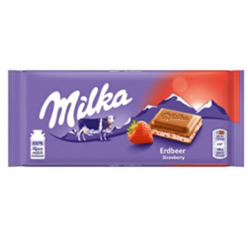 Milka Tablet Chocolate Strawberry Yogurt 100 Gr