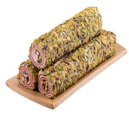 Oruç Dede  Sliced Pistachio Pomgrenade  Pistachio Turkish Delight Sultan Roll 250 Gr