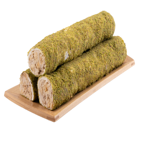 Oruç Dede Pistachio Powder Milk Hazelnut Cream Turkish Delight  Roll 250 Gr