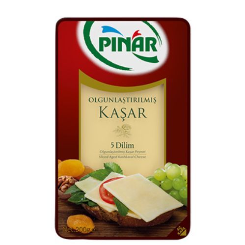 Pınar Sliced Aged  Kashkaval Cheese  200 Gr  5 Slice