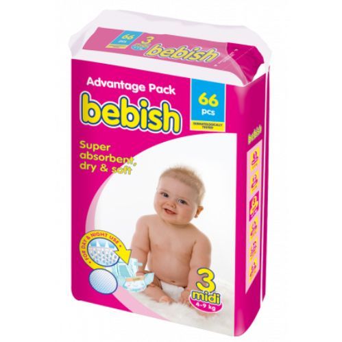 Pine  Bebish Midi 66 Advantage Package Baby Diapers