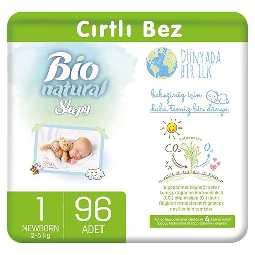 Sleepy Bio Natural Bebek Bezi 1  Numara Yenidoğan 96 Adet