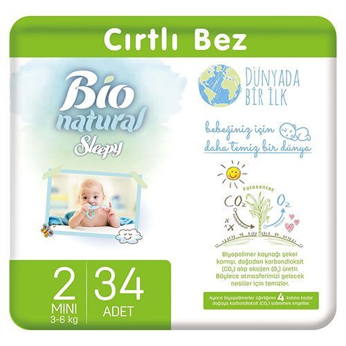 Sleepy Bio Natural Baby Diapers No.2 mini  34 pcs