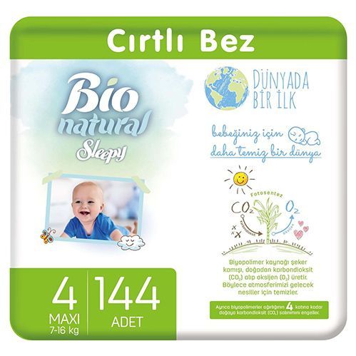 Sleepy Bio Natural Baby Diapers No.4 maxi 144 pcs