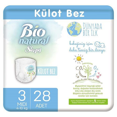 Sleepy Bio Natural Baby Panty Diapers No.3  mini  28 pcs