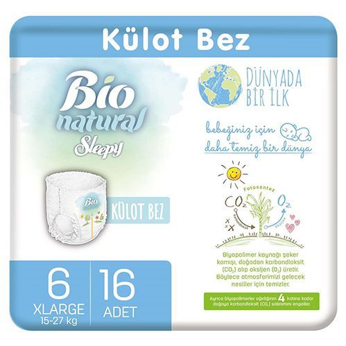 Bio Natural Baby Panty Diapers No.6  X Large  16 pcs