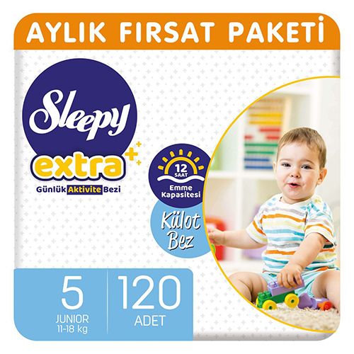 Sleepy Extra Aylık Fırsat Paketi Günlük Aktivite Külot Bez 5 Numara Junior 120 Adet