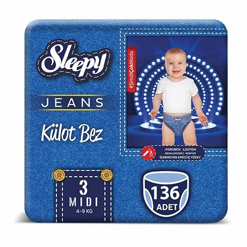 Sleepy Jeans Panty Diaper No.3  Midi 4  Jumbo 136 pcs