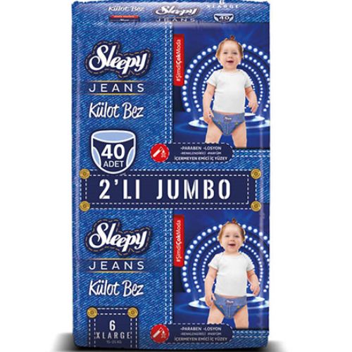 Sleepy Jeans Külot Bez 6 Numara X Large 2'Li Jumbo 40 Adet