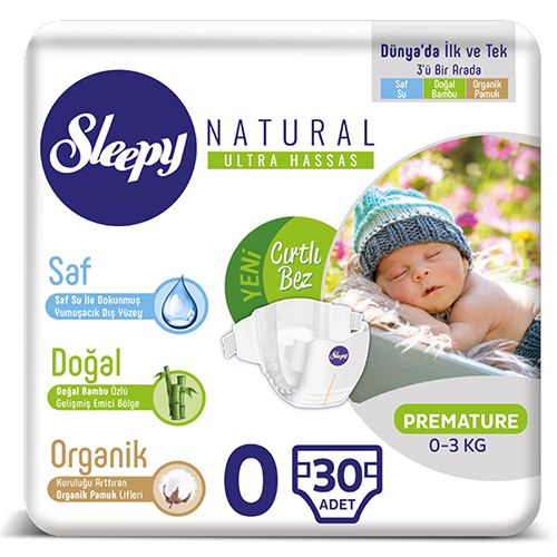 Sleepy Natural Bebek Bezi 0 Numara Prematüre 30 Adet