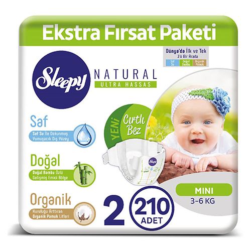 Sleepy Natural Bebek Bezi 2 Numara Mini 210 Adet