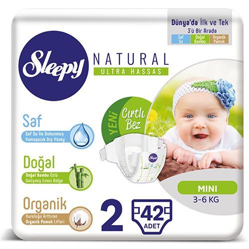 Sleepy Natural Baby Diaper No.2  Mini    42 pcs