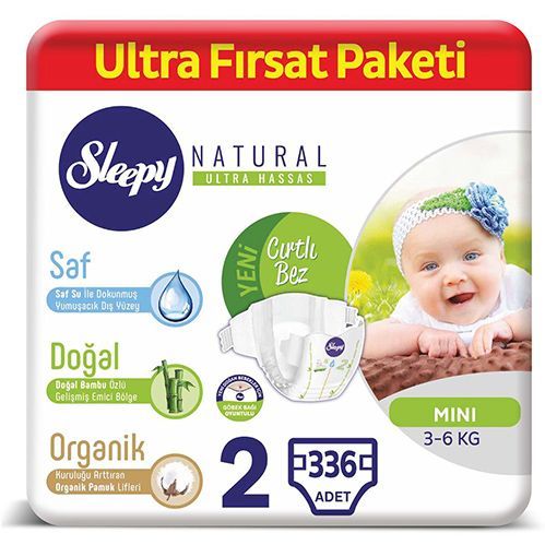 Sleepy Natural Baby Diaper No.2 Mini Ultra Opportunity Pack 336 pcs