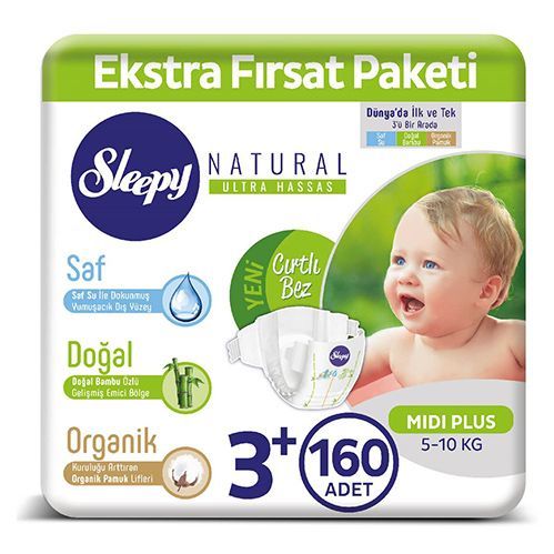 Sleepy Natural Baby Diaper No.3  Midi Plus  160 pcs