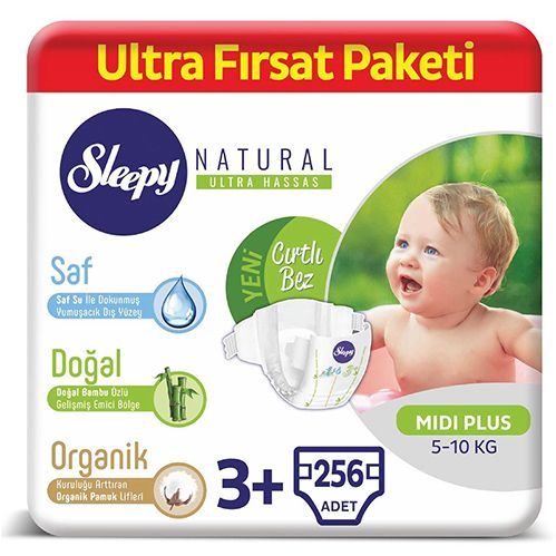 Sleepy Natural Baby Diaper No.3 Midi Plus Ultra  Opportunity Pack 256 pcs