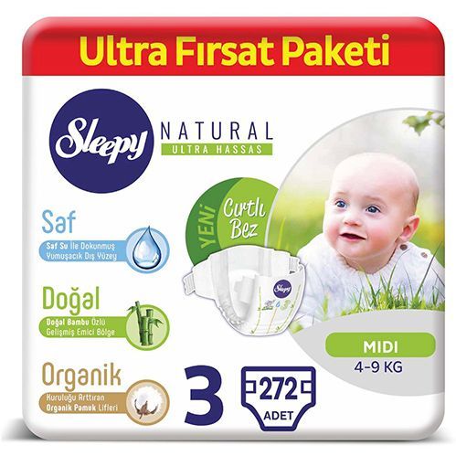 Sleepy Natural Baby Diaper No.3 Midi Ultra Opportunity Pack 272 pcs