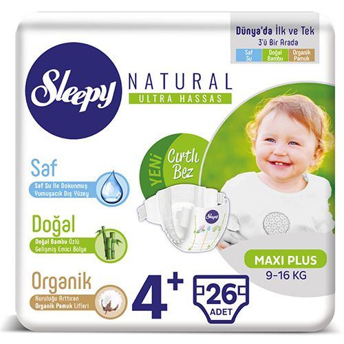 Sleepy Natural Bebek Bezi 4 Numara Maxi Plus 26 Adet