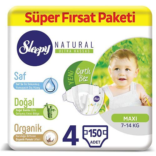 Sleepy Natural Baby Diaper No.4 Maxi Super  Opportunity Pack 150 pcs