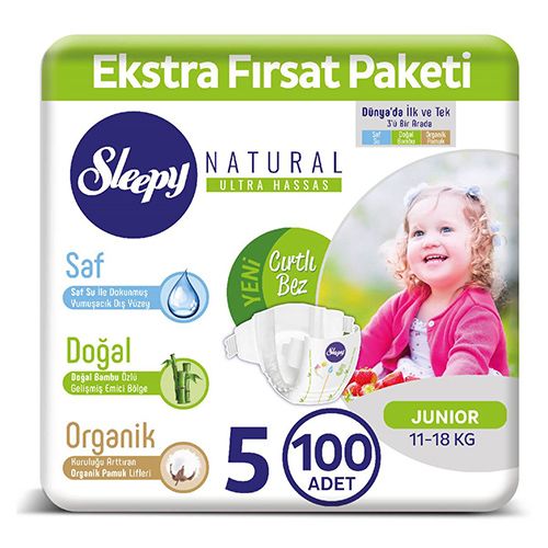 Sleepy Natural Bebek Bezi 5 Numara Junior 100 Adet