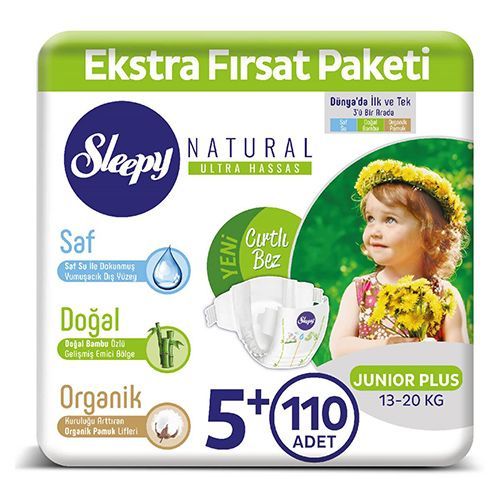 Sleepy Natural Baby Diaper No.5 junior Plus   110 pcs