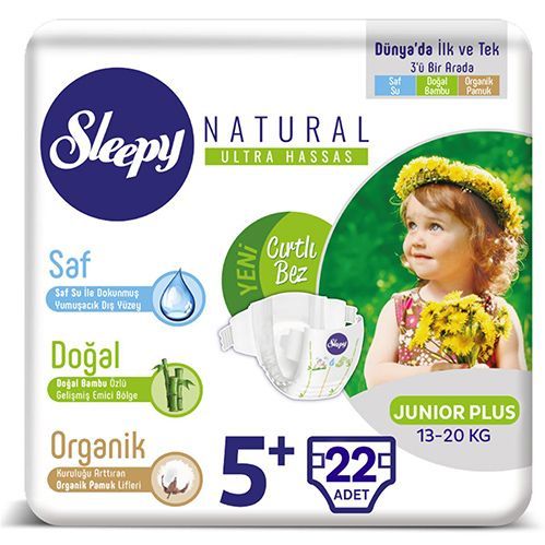 Sleepy Natural Baby Diaper No.5 junior Plus   22 pcs