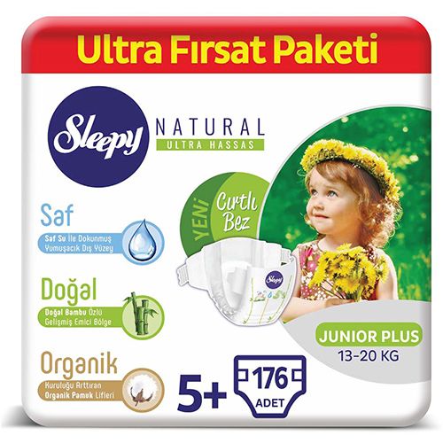 Sleepy Natural Bebek Bezi 5 Numara Junior Plus Ultra Fırsat Paketi 176 Adet