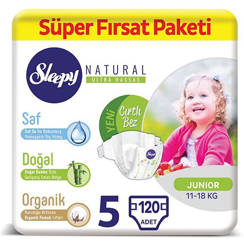 Sleepy Natural Bebek Bezi 5 Numara Junior Süper Fırsat Paketi 120 Adet