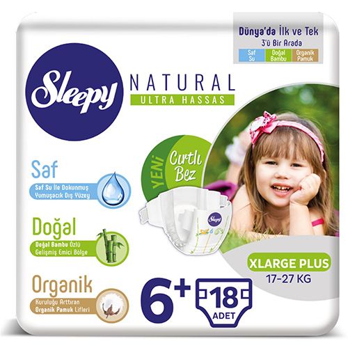 Sleepy  Natural Bebek Bezi 6 Numara X Large Plus 18 Adet