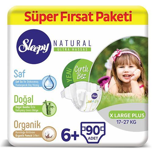 Sleepy Natural Baby Diaper No.6  Xlarge Plus Super  Opportunity Pack 90 pcs